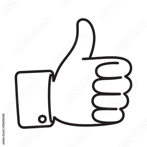 Simple black and white line drawing of a hand giving a thumbs up