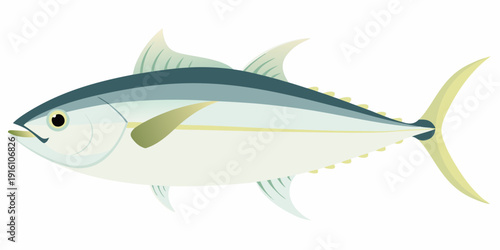 A detailed illustration of a bluefin tuna swimming gracefully in the ocean