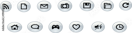 Glossy silver number one icon on white background in round web button style