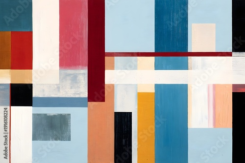 Modern flat geometric design with vibrant color contrast and copy space
