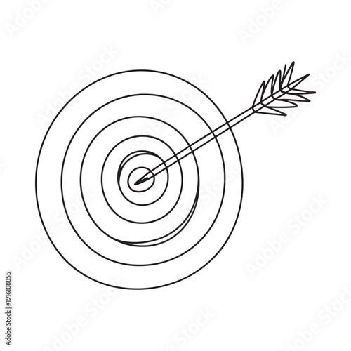 A black and white sketch of an arrow hitting the center of a target