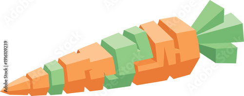 International Carrot Day Pastel Geometric Block Carrot Surreal Flat Vector Illustration Design