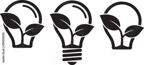 Eco friendly light bulb ideas with green leaves