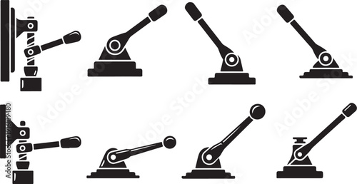 Various microphone stands in different positions and angles illustration