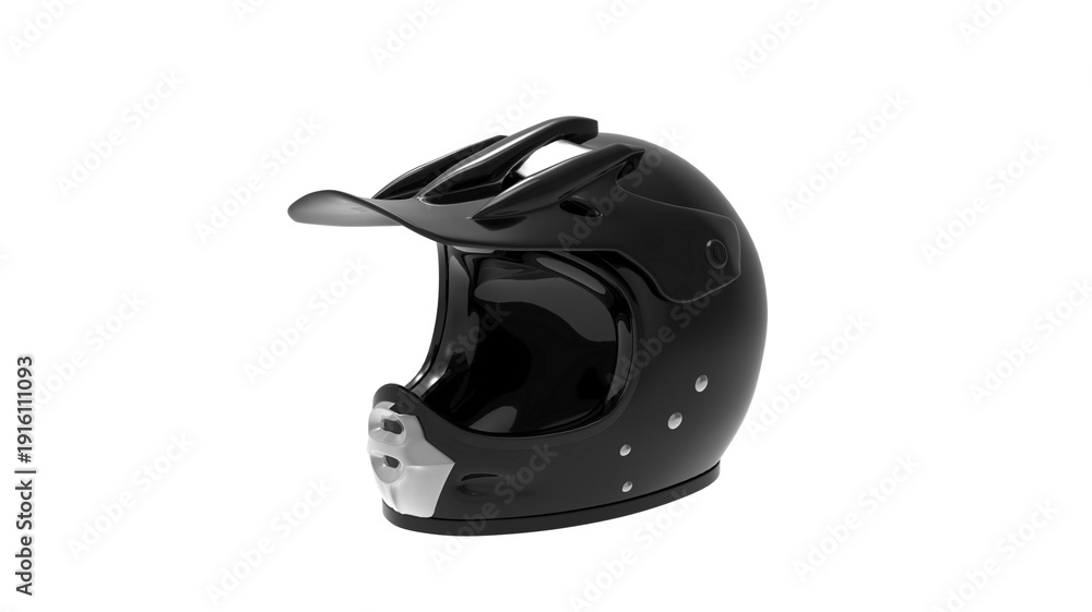 Fototapeta premium Black Motorcycle Helmet with Open Visor