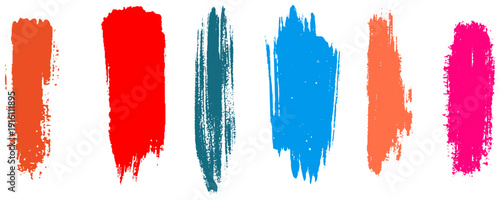 Abstract Paint Swipes in Bright Colors. Multicolor Artistic Brush Marks. Creative Color Ink Stroke Set