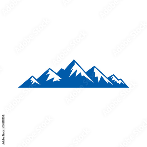 Majestic snow-capped mountains in blue silhouette landscape