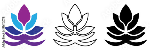 Yoga lotus flower spiritual meditation logo icon vector illustration