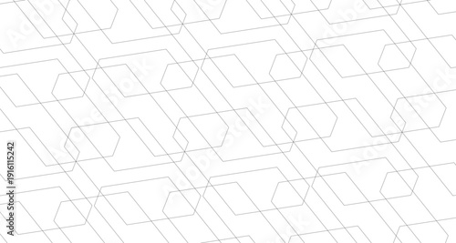 Abstract geometric pattern with intersecting lines and hexagonal shapes on a white background