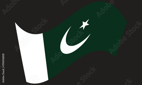 The national flag of pakistan featuring a white crescent and star
