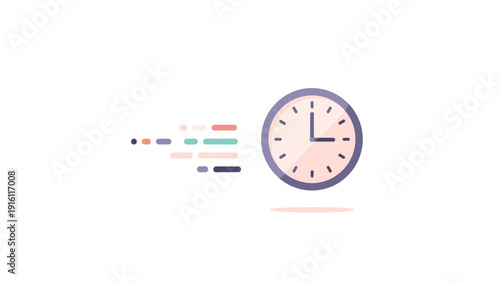 Minimalist fast time concept with simple clock and motion elements