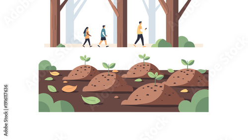 Sustainable urban life: nature walk and environmentally friendly gardening