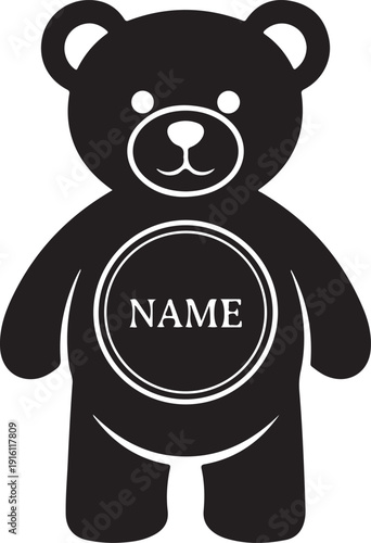Cute teddy bear name plaque design perfect for nursery decor, baby room signs, kids bedroom wall art, and personalized gifts