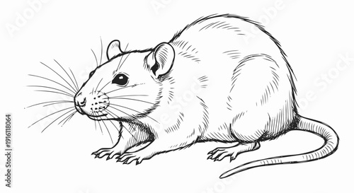 Black and White Illustration of a Mouse.