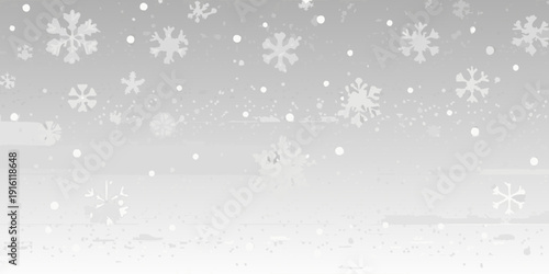 Gentle snowfall over a winter landscape with trees and a flat ground