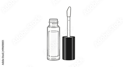 Clear Lip Gloss Bottle with Applicator Wand, Beauty Product Packaging Mockup