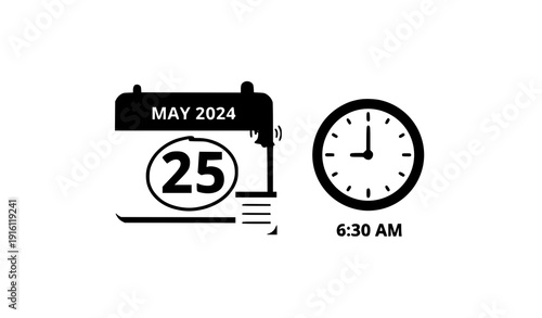 Modern calendar and clock icon set for reminders, events, and deadlines vector illustrations
