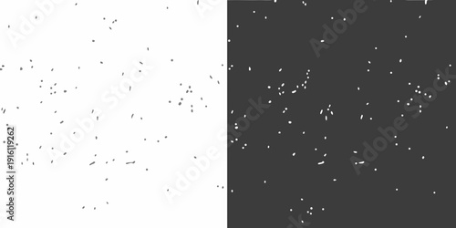 A stark contrast speckled white and dark backgrounds split down the middle