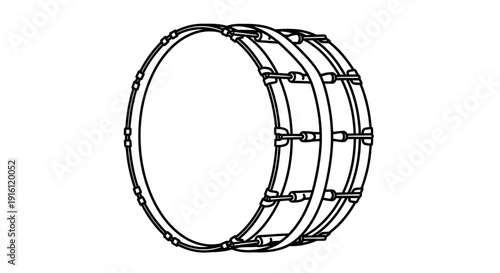 Black and White Line Drawing of a Snare Drum