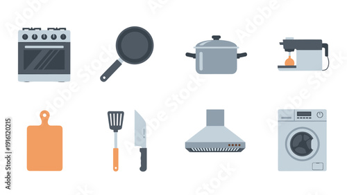 Minimalist kitchen appliances set for modern home design