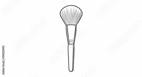 Black and White Outline of a Makeup Brush for Cosmetics Application