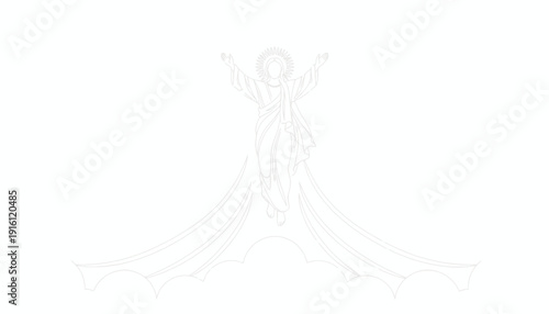 Angel Ascending, Divine Light, Heavenly Being with Wings and Halo, Religious Symbolism