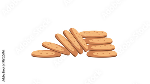 Pile of biscuits in flat style on white background for bakeries and food blogs