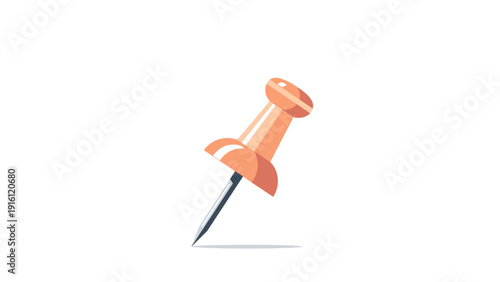 Sleek push pin floating on white background