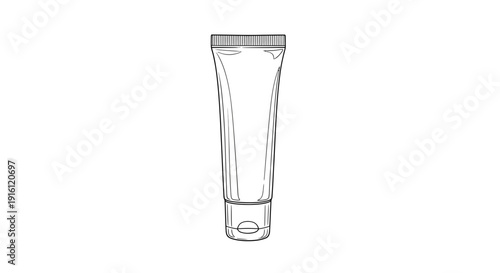 Blank Squeeze Tube Packaging Mockup, Cosmetic Cream Container Line Art
