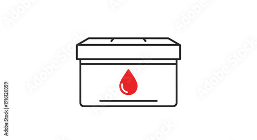 Blood Donation Box Icon with Red Drop Symbol