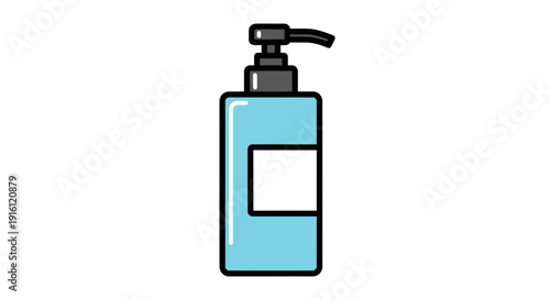 Blue Lotion Pump Bottle with White Label, Minimalist Icon