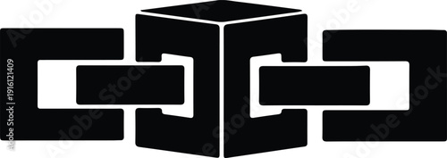 silhouette abstract geometric cube connection shape modern business logo vector design