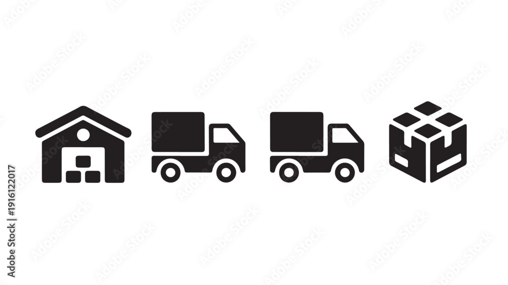 custom made wallpaper toronto digitalLogistics icons in minimalist style with black color on white background for shipping and delivery