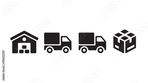 Wallpaper Mural Logistics icons in minimalist style with black color on white background for shipping and delivery Torontodigital.ca