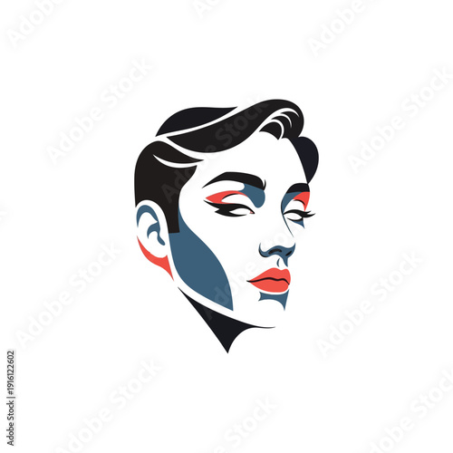Illustration of a woman's face with style makeup and bold colors