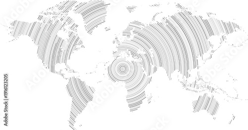 Round line pattern Vector world map