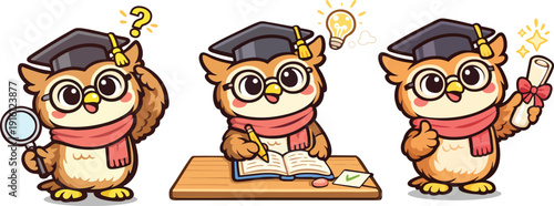 Cute Owl Mascot For Education Theme