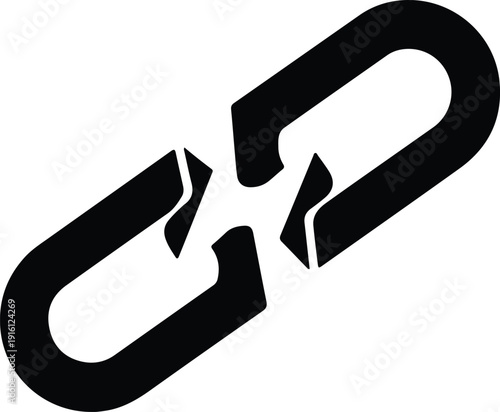 silhouette broken chain link icon representing failure or disconnection vector design