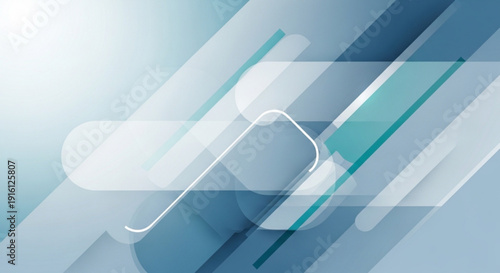 A modern abstract vector graphic design featuring a stylized paperclip icon on a blue background with geometric shapes and lines.