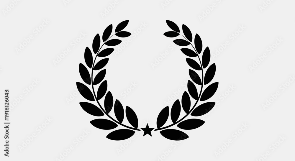 Obraz premium Black Laurel Wreath Symbol of Victory and Achievement.