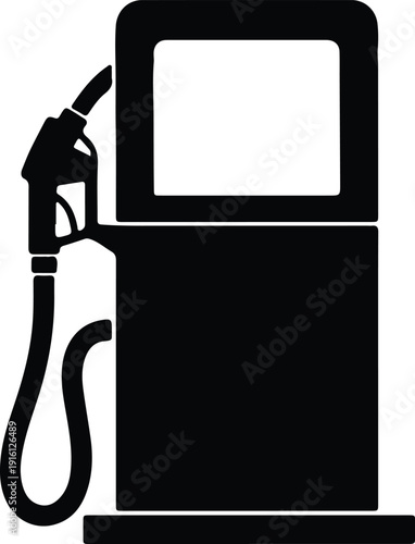 silhouette gas pump station fuel dispenser with nozzle icon vector design
