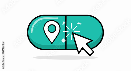 Clickable Pill Icon with Location Pin and Cursor.