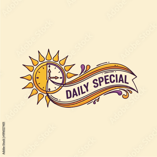 Daily Special Sun Clock Graphic Design.