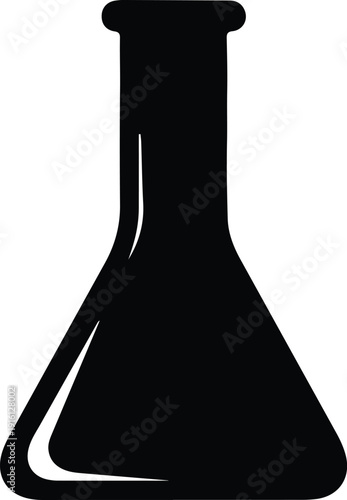 silhouette laboratory conical flask science chemistry experiment icon vector design