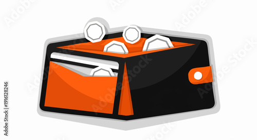 Digital Cryptocurrency Wallet Filled with Coins.