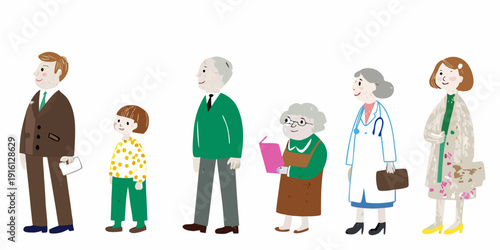 Illustration depicting people of different ages and professions standing together