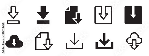 download icon set line and solid style for data transfer