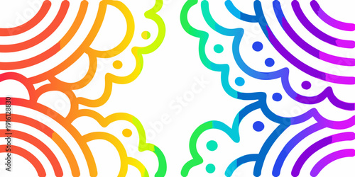 Colorful abstract swirls and curves on a white background