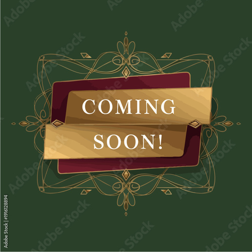 Elegant Coming Soon Announcement with Decorative Elements.