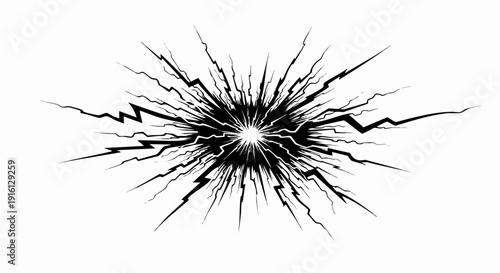 Explosion of black lightning bolts emanating from a central point.